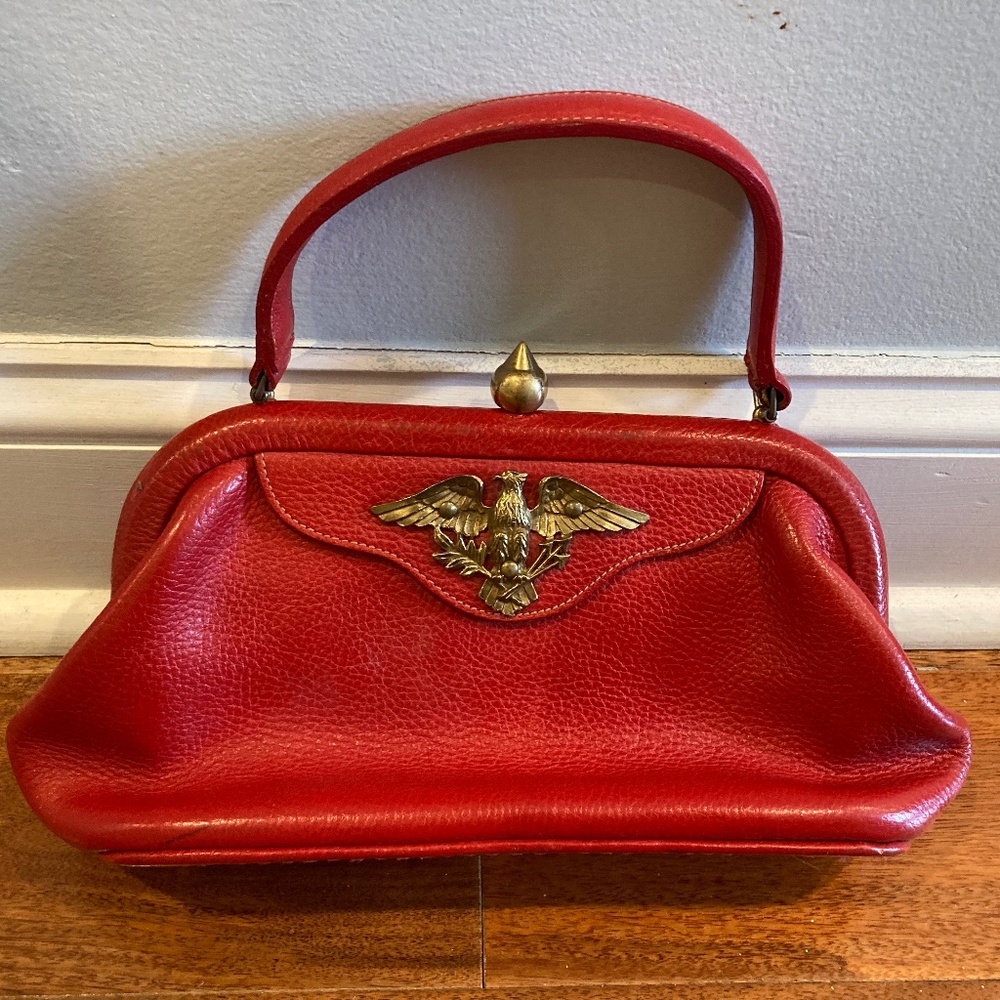 Vintage 1960s Beautiful Roger Van S. Red Leather Purse